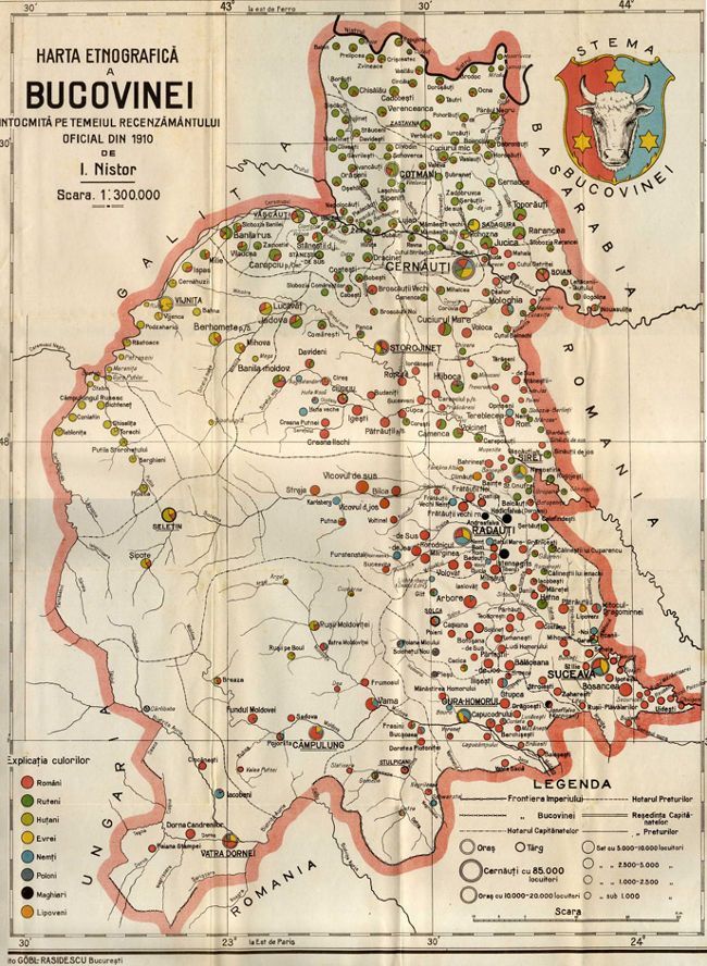 Harta Bucovinei la 1910